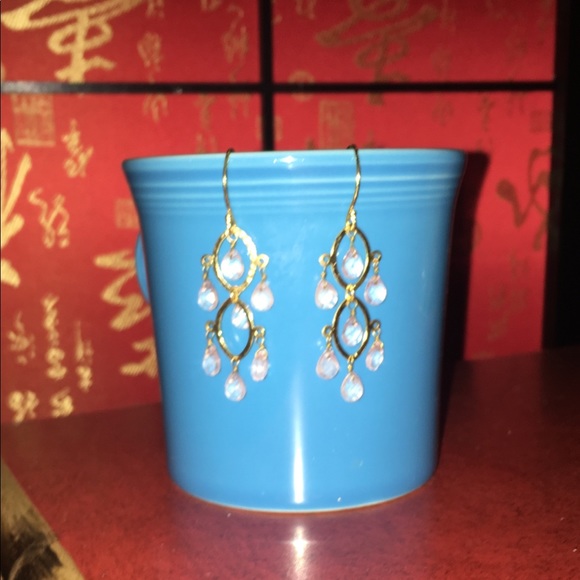 Anthropologie Pink Crystal Earrings - Picture 2 of 3